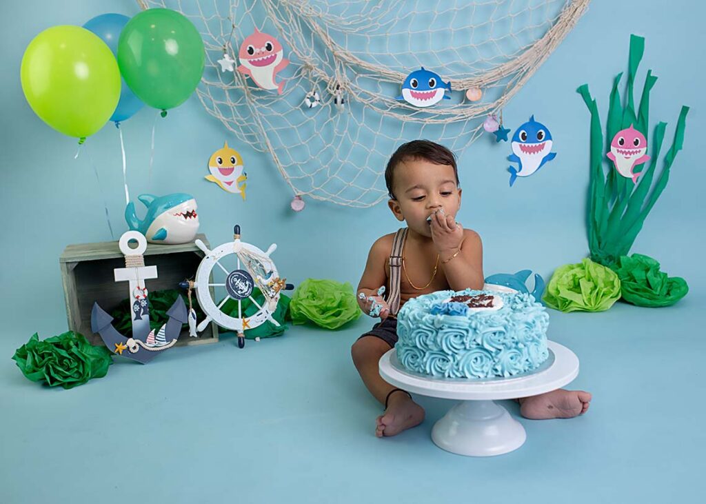 themed cake smash baby's first birthday