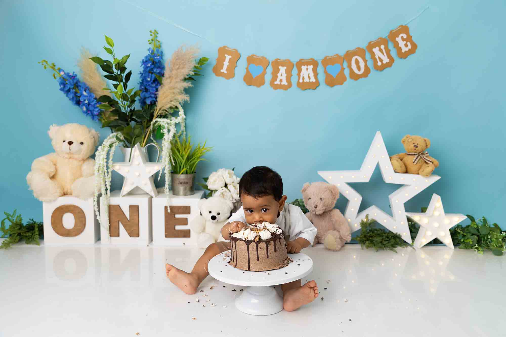 blue teddies cake smash