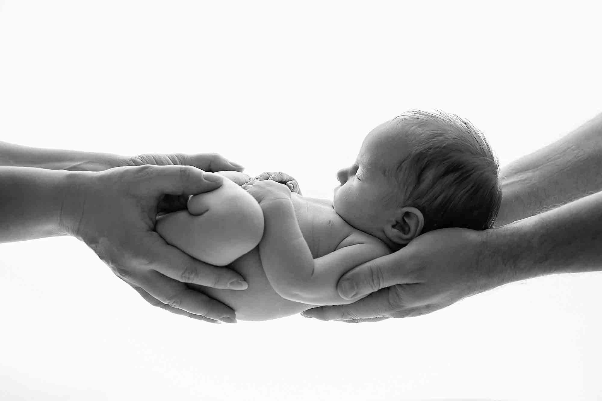 baby held in parents hands